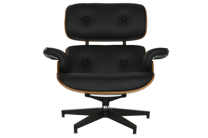 Icon Rotirajuća Fotelja Crna sa Tabureom