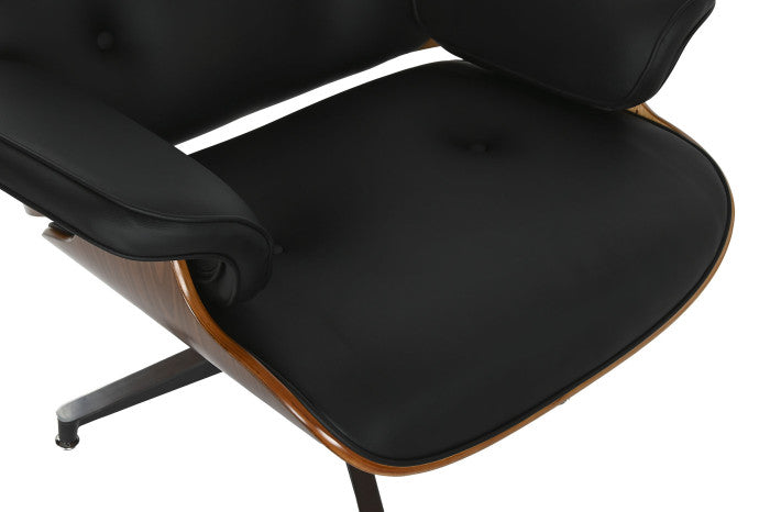 Icon Rotirajuća Fotelja Crna sa Tabureom