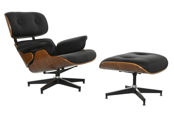 Icon Rotirajuća Fotelja Crna sa Tabureom